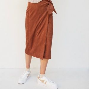 Anthropologie Faux Suede Midi Wrap Skirt Size